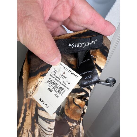 Ashley Stewart Women's Animal Print Cami Blouse Black/Tan NEW ~ Size 14/16 - Picture 4 of 4